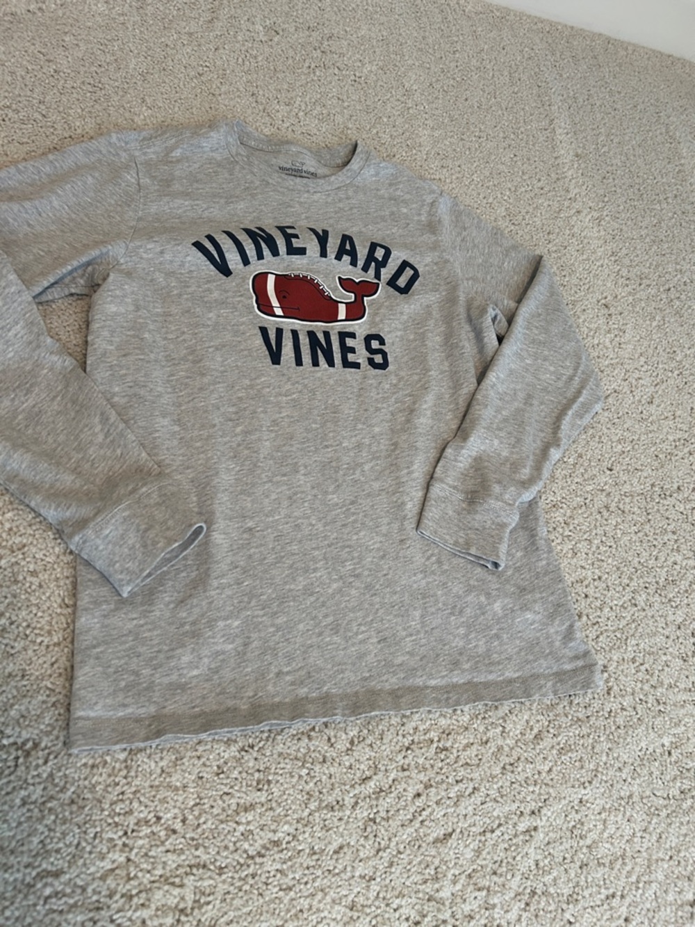 Vineyard Vines Gray Crewneck with Red Whale Graphic